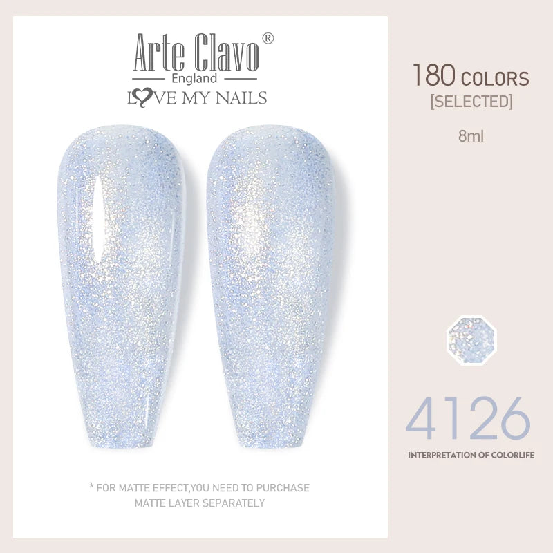 Arte Clavo Colorful Glitter Series UV Gel Nail Polish Sequin Soak Off Qme