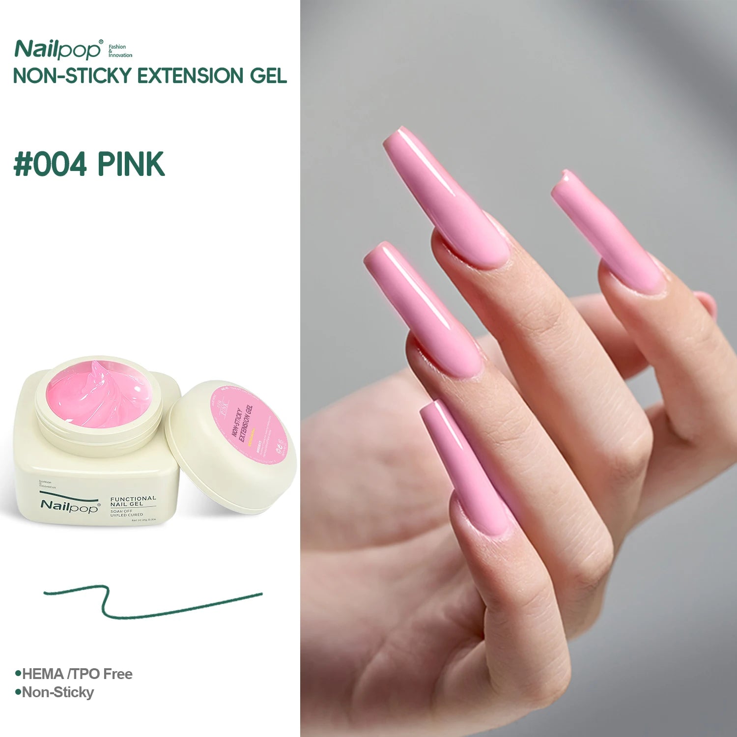 Nailpop No TPO HEMA Non Sticky Extension Gel Nails Art Manicure Qme 20GNSG-Light Pink