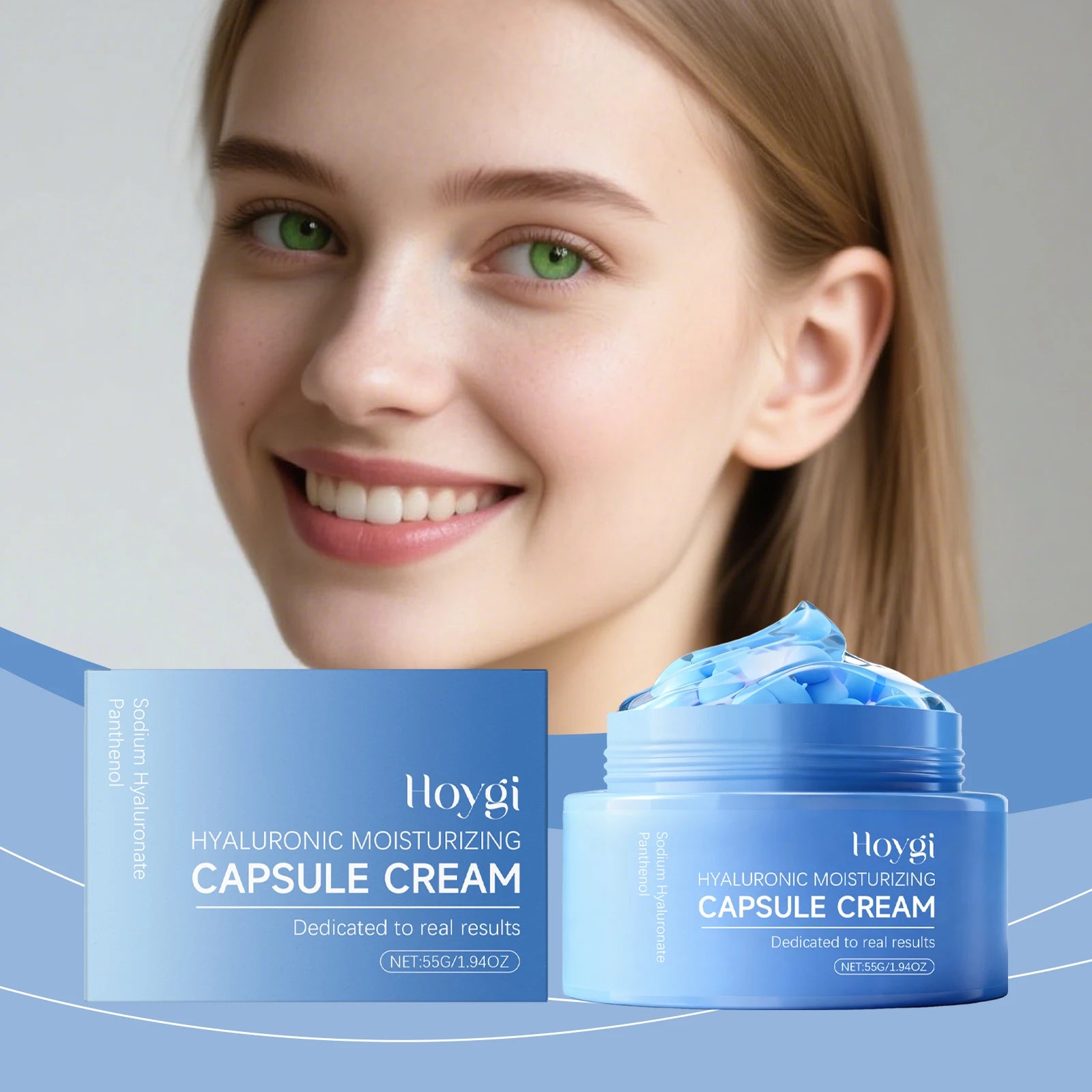 Hyaluronic Acid Moisturizing Capsule Cream Deep Hydration Skin Soothing Improves Texture Barrier Two-Component Moisturizer Qme