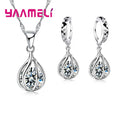Jewelry Set for Women 925 Sterling Silver Color Cute Round Drop Shape Pendant Necklace Hoop Earring Big Promotion Sale Qme Default Title