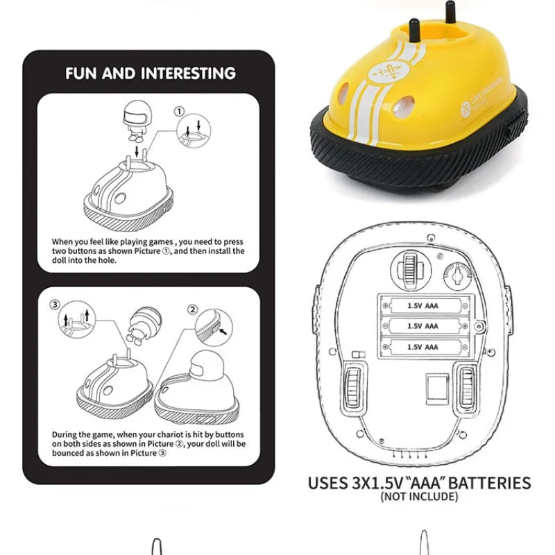 RC Toy 2.4G Super Battle Bumper Car Pop-up Doll Crash Bounce Ejection Light Children's Remote Control Toys Gift for Parenting Qme
