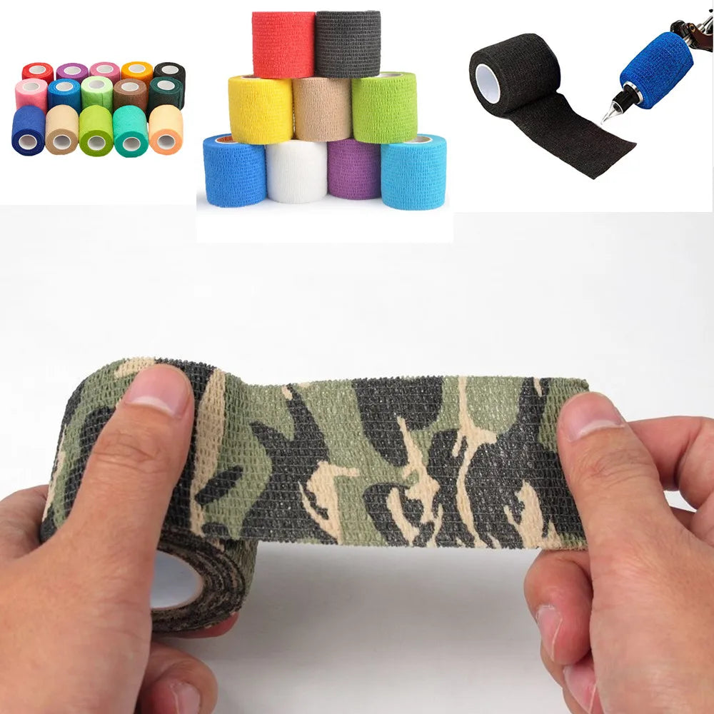 6/12/24 PCS Camouflage Tattoo Bandage Anti-slip Athletic Nonwoven Disposable Waterproof Self-adhesive Elastic Bandage Qme