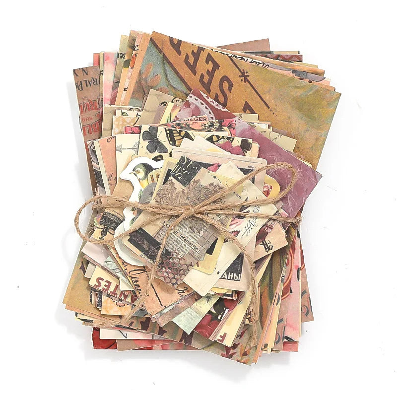 100 pcs/pack Vintage Memo Paper Set DIY Scrapbooking School Supplies Decor Junk Journal Marking Creative Stationery Notes Paper Qme A