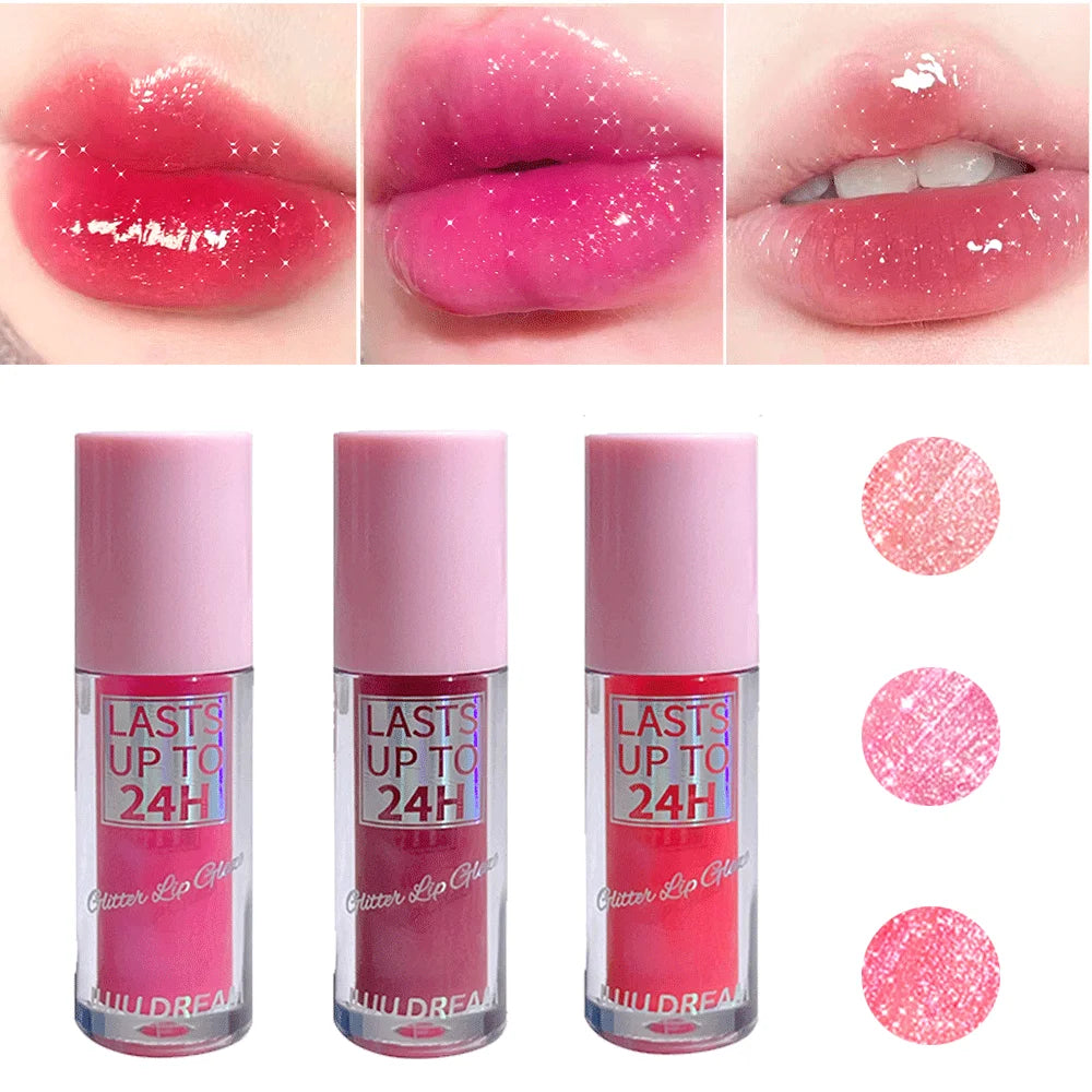 Flowing Light Glitter Lip Glaze Moisturizing Gloss Oil Tint Qme