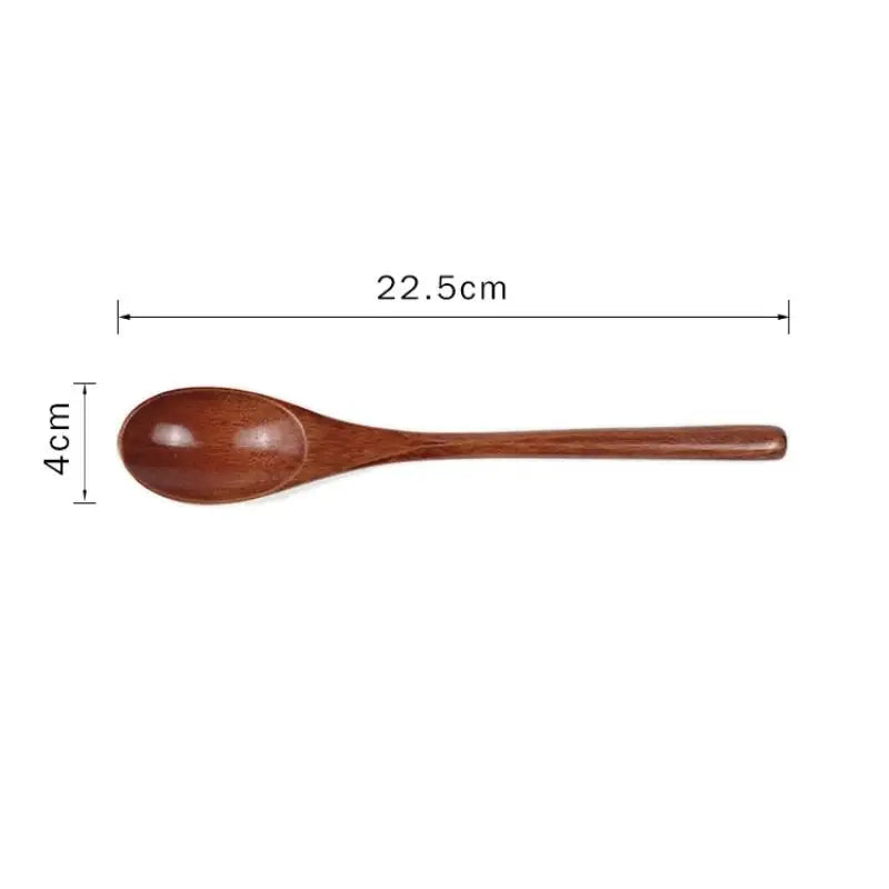 Wooden Spoon Soup Spoon And Fork Tableware Natural Ellipse Ladle Spoon Set Eco Friendly Products Spoons For Cooking Qme 5pcs