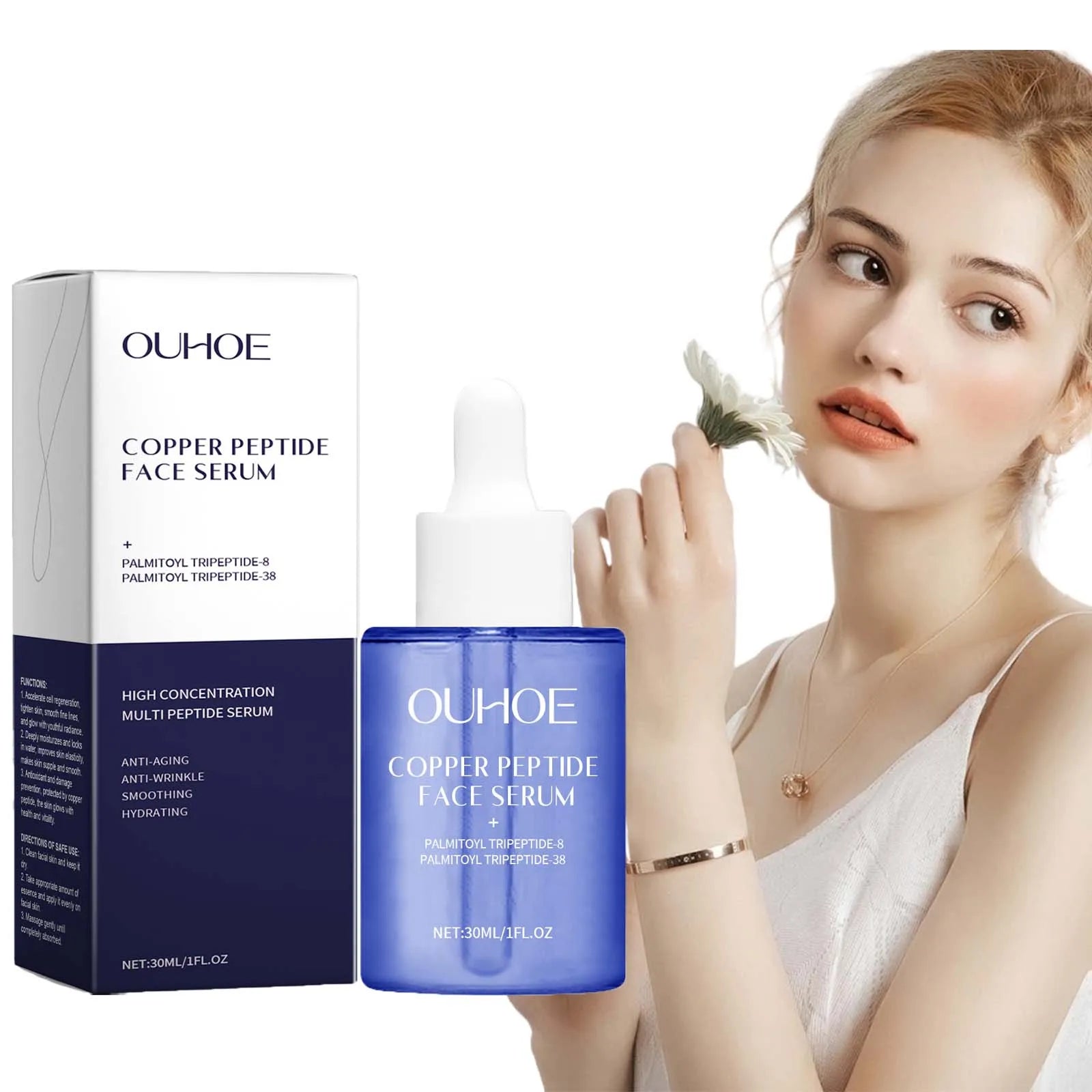 Copper Peptide Facial Serum Firming Skin Lighten Fine Lines Hydrating Moisturizing Smooth Facial Skin Brightening Care Serum Qme