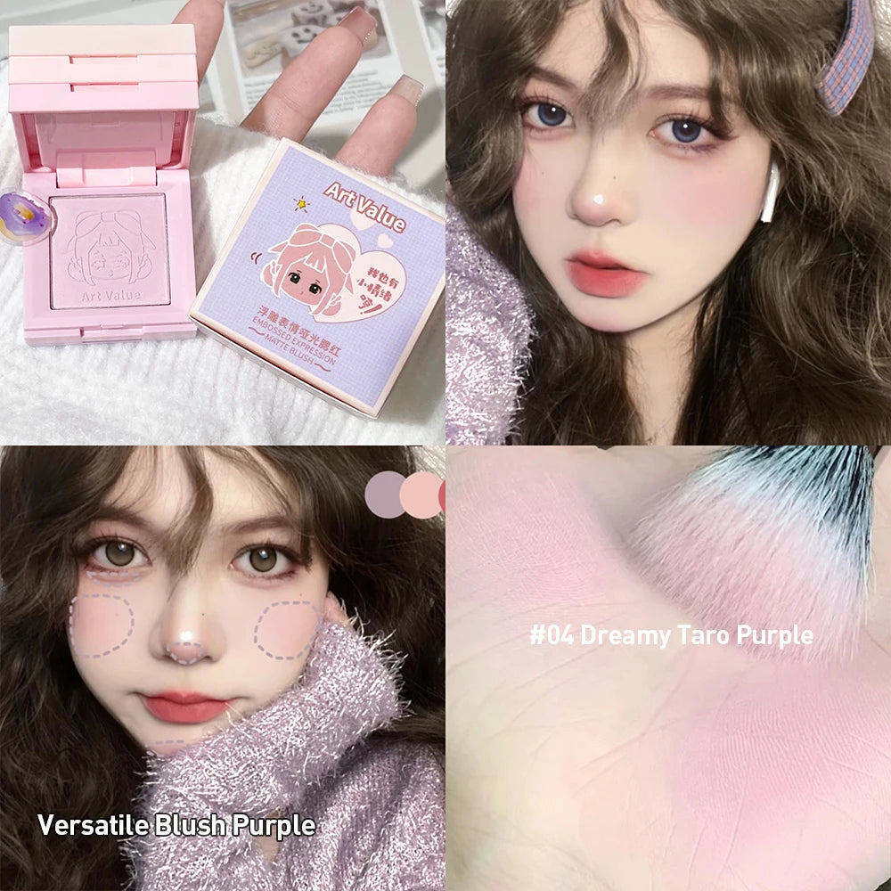 4-in-1 Case Makeup Palette Blush Matte Mineral Powder Long-lasting Natural Cheek Contour Tint 4 Color Face Blush Korean Cosmetic Qme