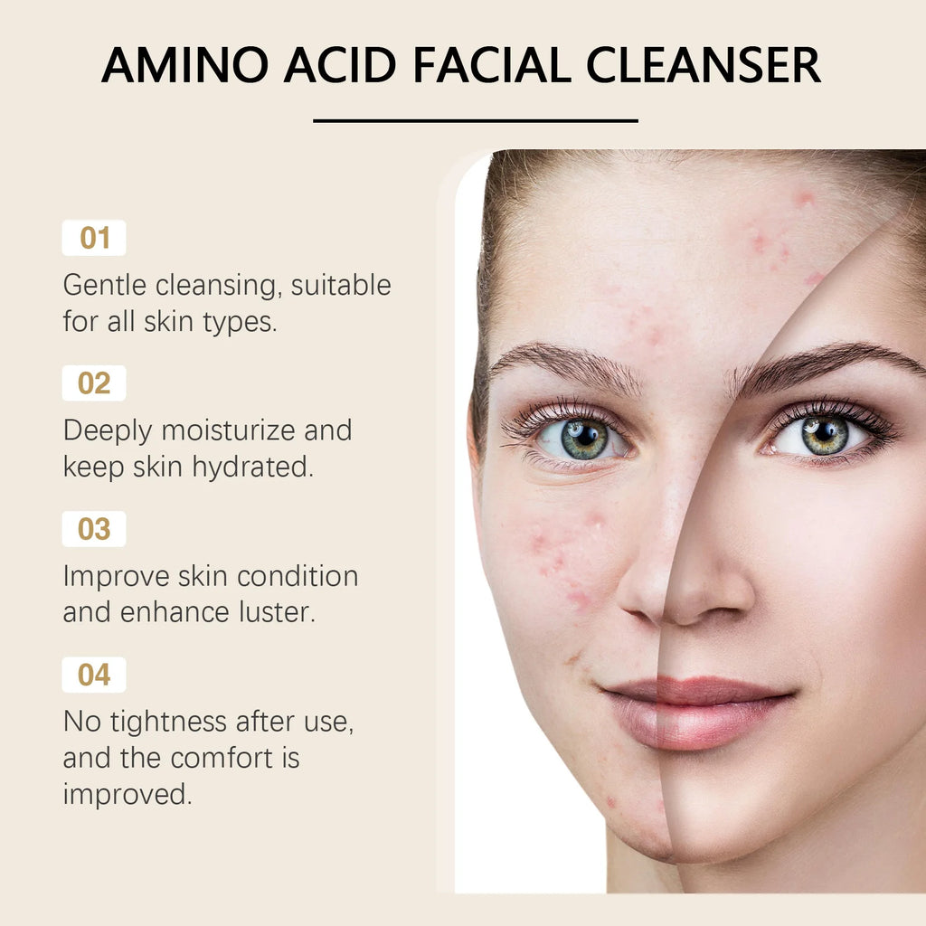 Amino Acid Facial Cleanser Purify Pores Cleansing Reduce Blackhead Oil Control Brightening Softens Skin Moisturizing Face Wash Qme