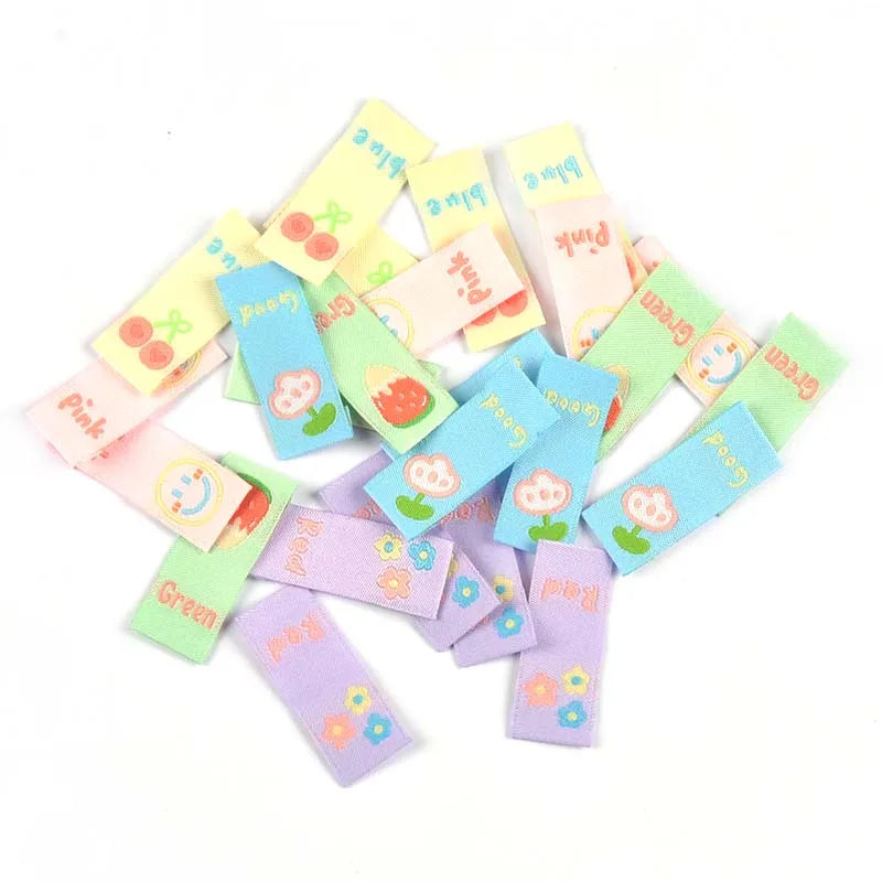 50pcs Cute Cartoon Flower Kids Clothes Labels For Sewing Accessories Embroidery Tags DIY Hats Bags Crafts Garment Supplies c3614 Qme