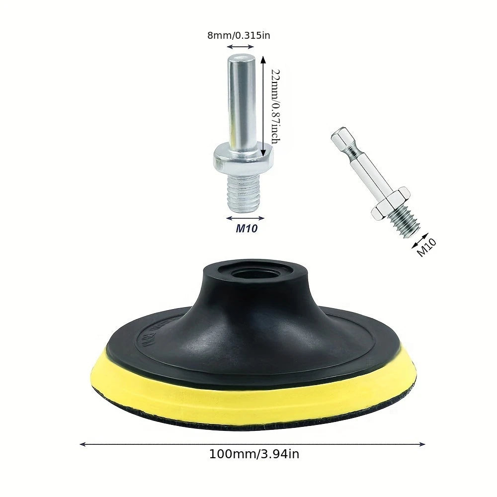 Sanding pad,threaded hexagonal drill adapter, uncharged,used for corner grinders, drill bit buffer polishing machine accessories Qme 100mm 1set