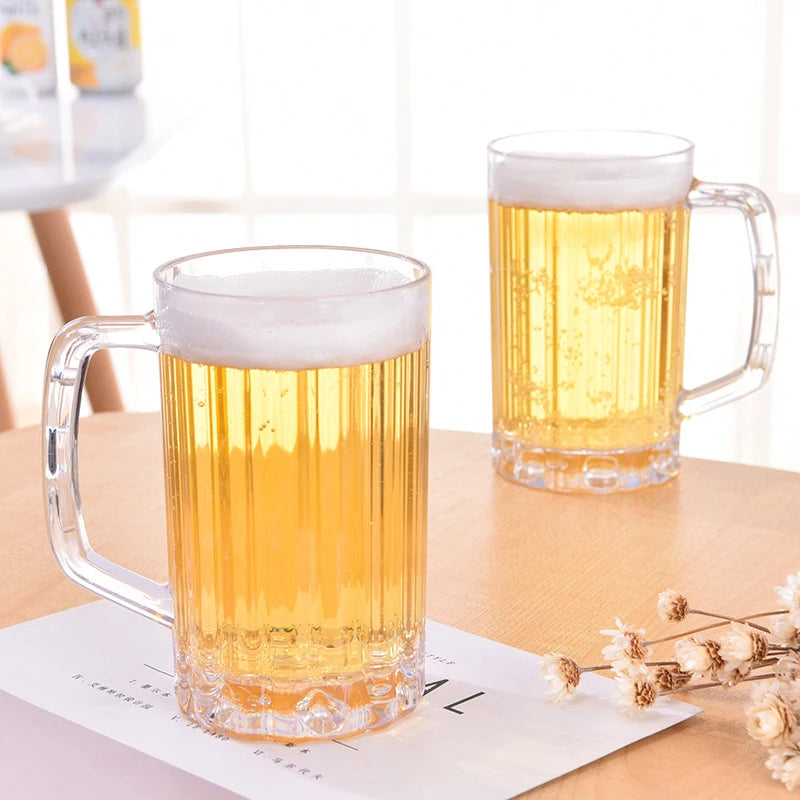 500ML Transparent Beer Mug Plastic Unbreakable Breakfast Milk Coffee Juice Water Cup Barware Drinkware for Home Party Bar KTV. Qme