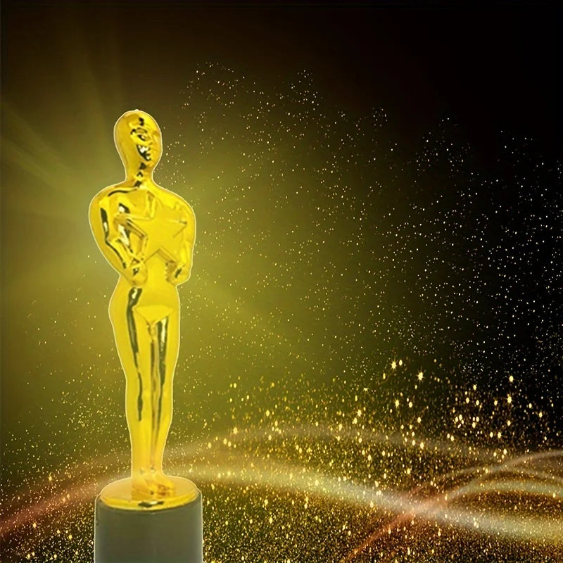 1 3 6 Golden Trophy Statuettes Plastic Oscar Award Trophies Party Qme