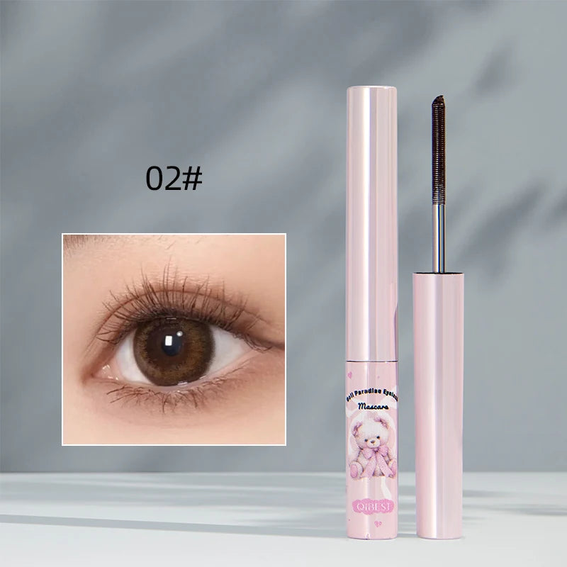 QIBEST 4D Silk Fibre Mascara Curling Thick Ultra-fine Brush Eyelash Extension Black Brown Waterproof Mascara Women Eye Cosmetics Qme 02