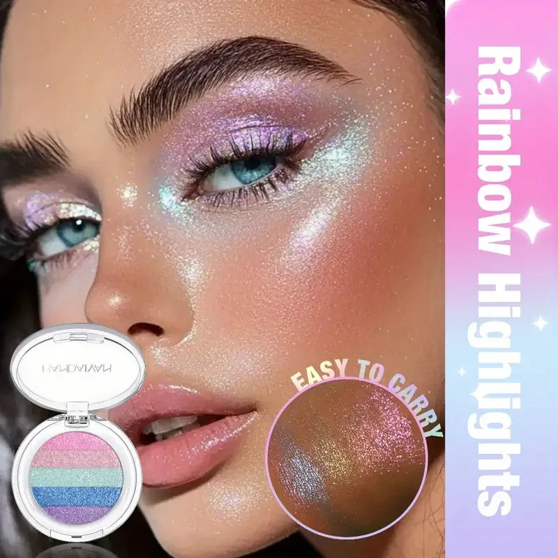 Colorful Highlighter Eyeshadow Palette Chameleon Pearl Texture Face Qme