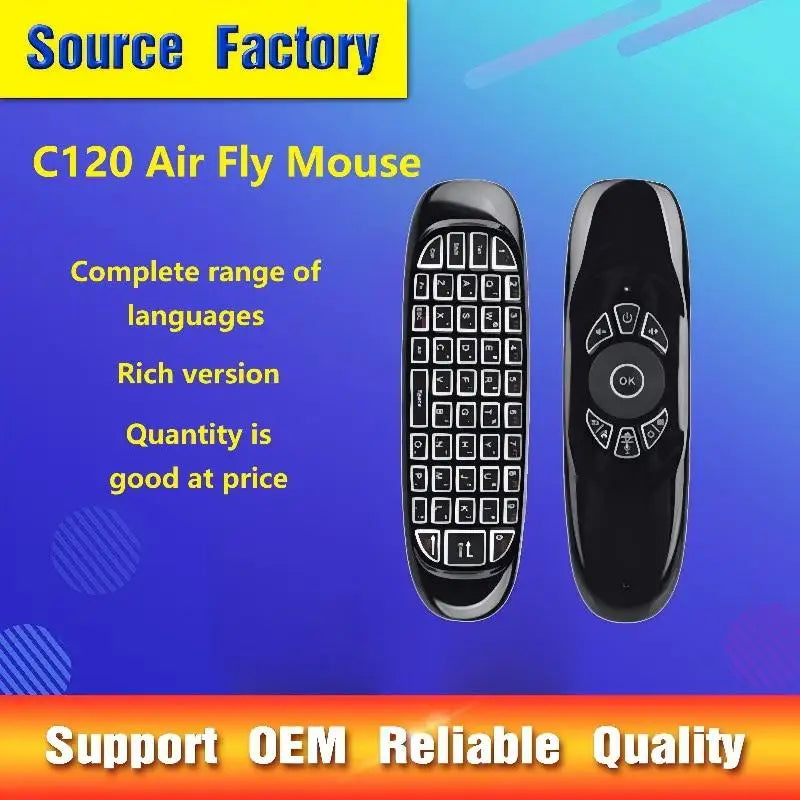 C120 RGB Backlight Fly Air Mouse Gyro Sensor Wireless RF Keyboard Qme