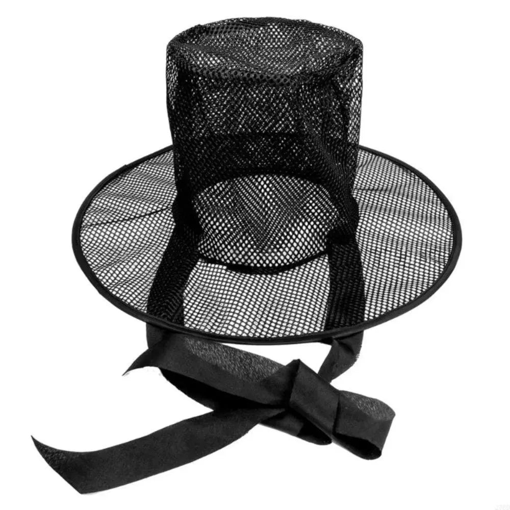 Lightweight Traditional Korean Gat Hat Black Mesh Wide Brim Flat Topper Hat Square Top UV Protection Joseon Dynasty Hat Qme