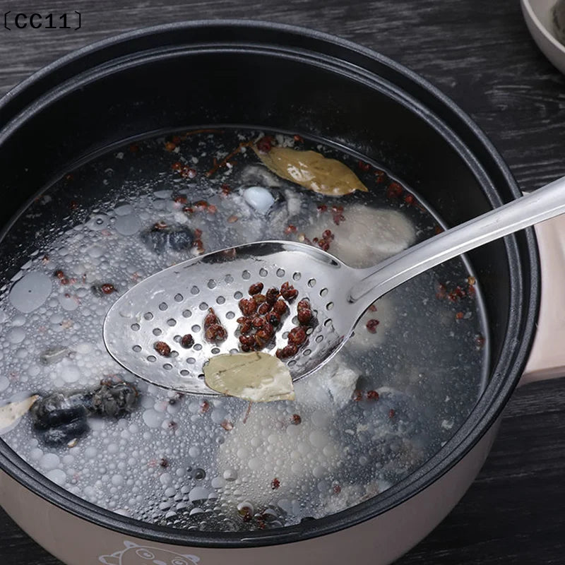 Stainless Steel Soup Spoon Colander Ladle Filter Strainer Food Qme