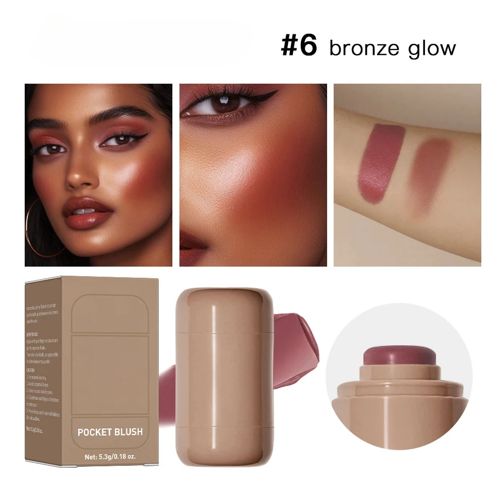 3in1 Cheek Lip Tinted Moistured Blush Stick Waterproof Easy Rouge Qme 6 bronze glow
