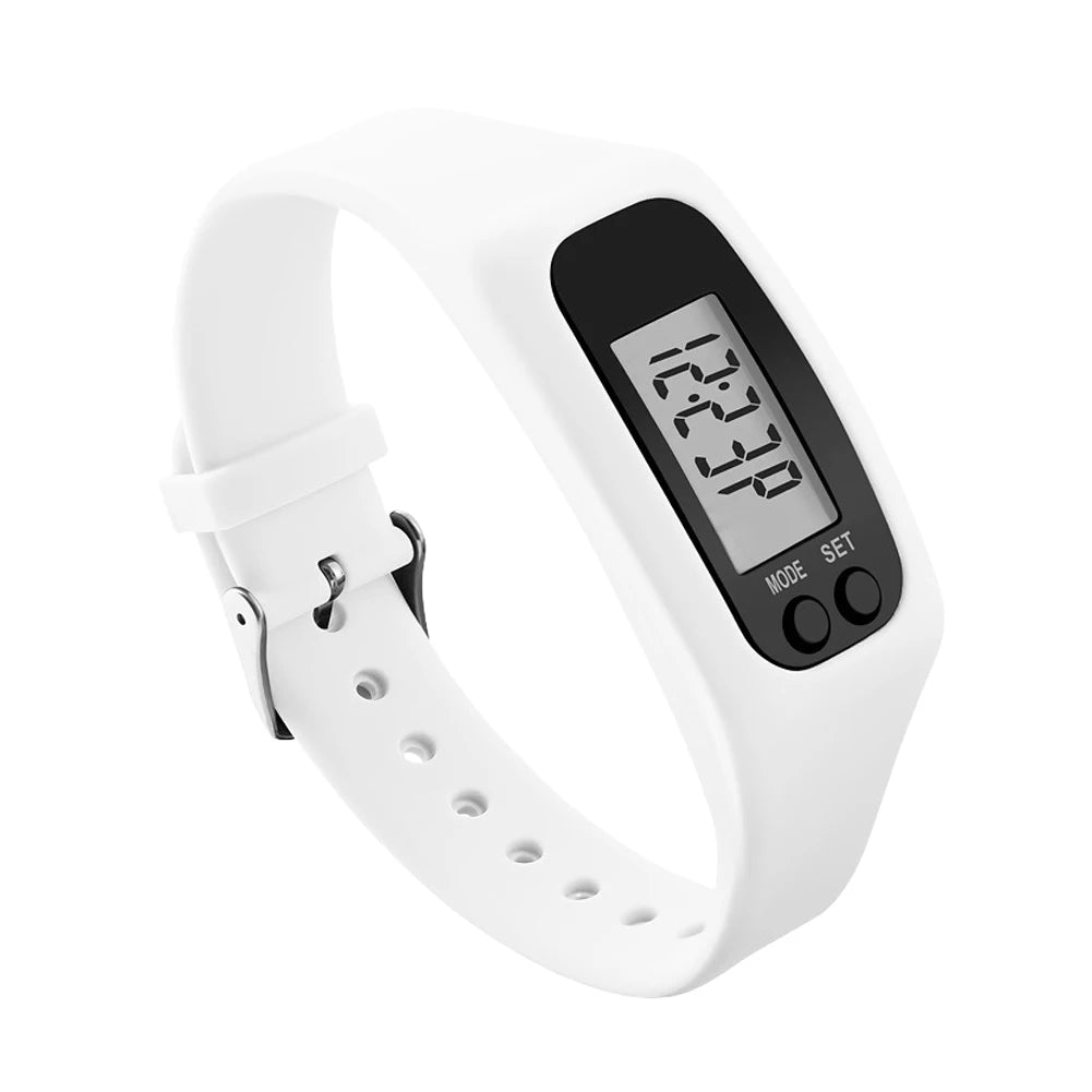 1/2PCS LED Pedometer Bracelet Step Counter Watch 12/24H Time Display Silicone Step Tracker Multi-Function Fitness Watch Qme White 1PC