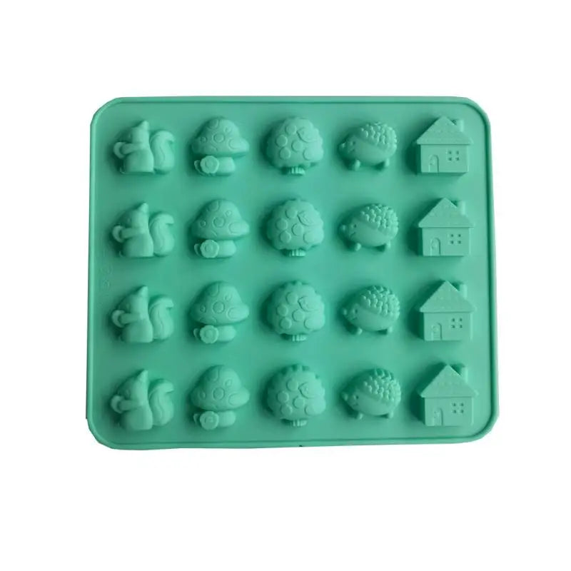 Chocolate Silicone Baking Mold Mushroom Hedgehog Squirrel House Soap Qme Green