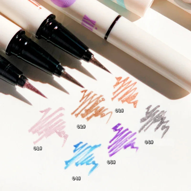 Liquid Aurora Blue Shiny Eye Liner Pen Glitter Phosphorescence Pigment Waterproof Shimmer Sparkling Eyeliners Diamond Eye Makeup Qme