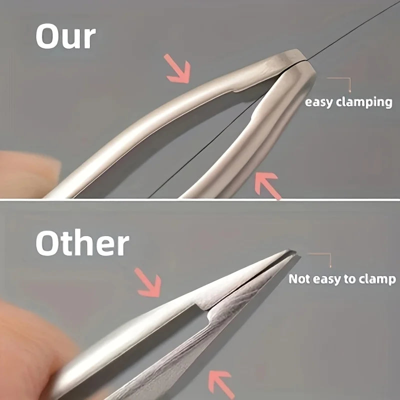 Premium Round Head Tweezers Eyebrow Facial Hair Removal Seamless Qme