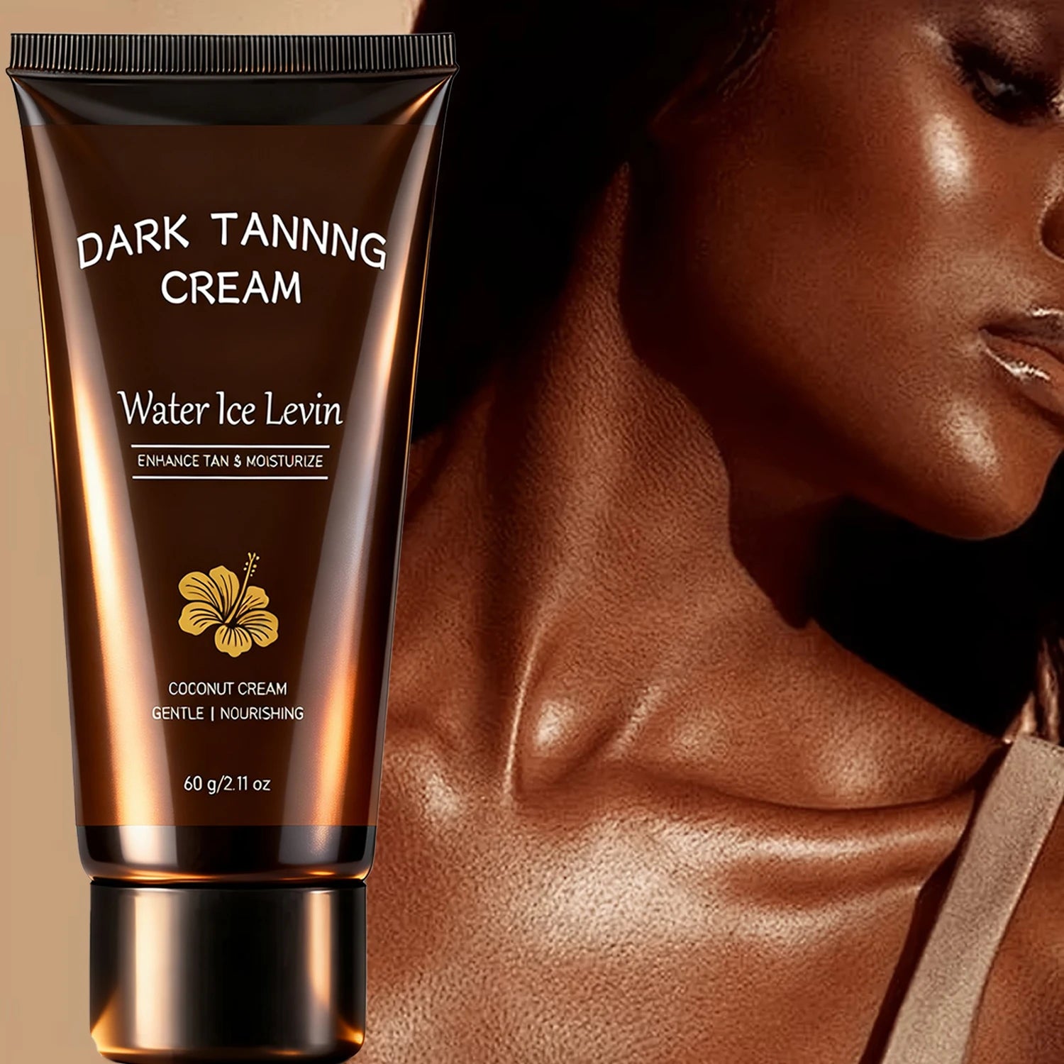 Collagen Infused Coconut Self Tanning Cream, Moisturizing Dark Sun Tanner for Smooth Skin Qme