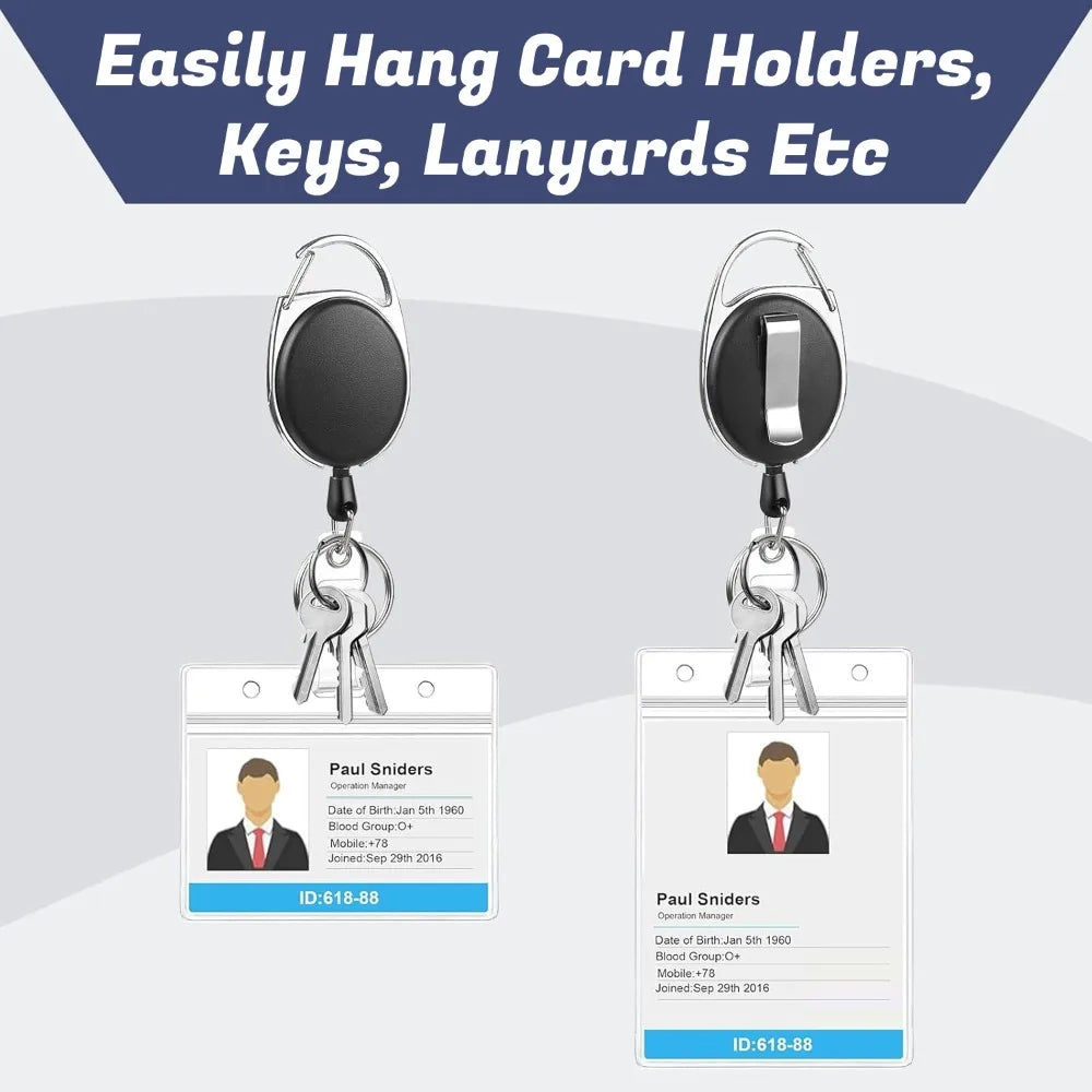 Transparent Cards Slots ID Tag Heavy-Duty Badge Holders Hard Transparent Scratch-Proof Case Protector Retractable Badge Clips Qme