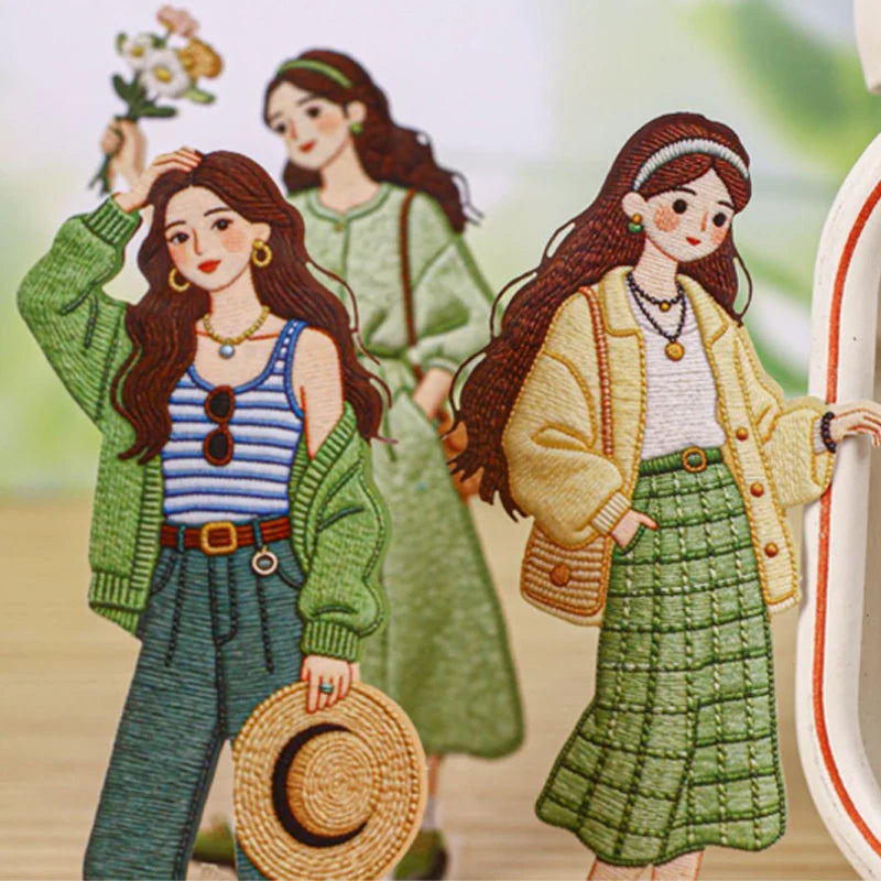 Vintage Fashion Girl Sticker Pack, BFF Theme Journal & Guka Decor Material, Must-Have for Stationery Lovers Qme