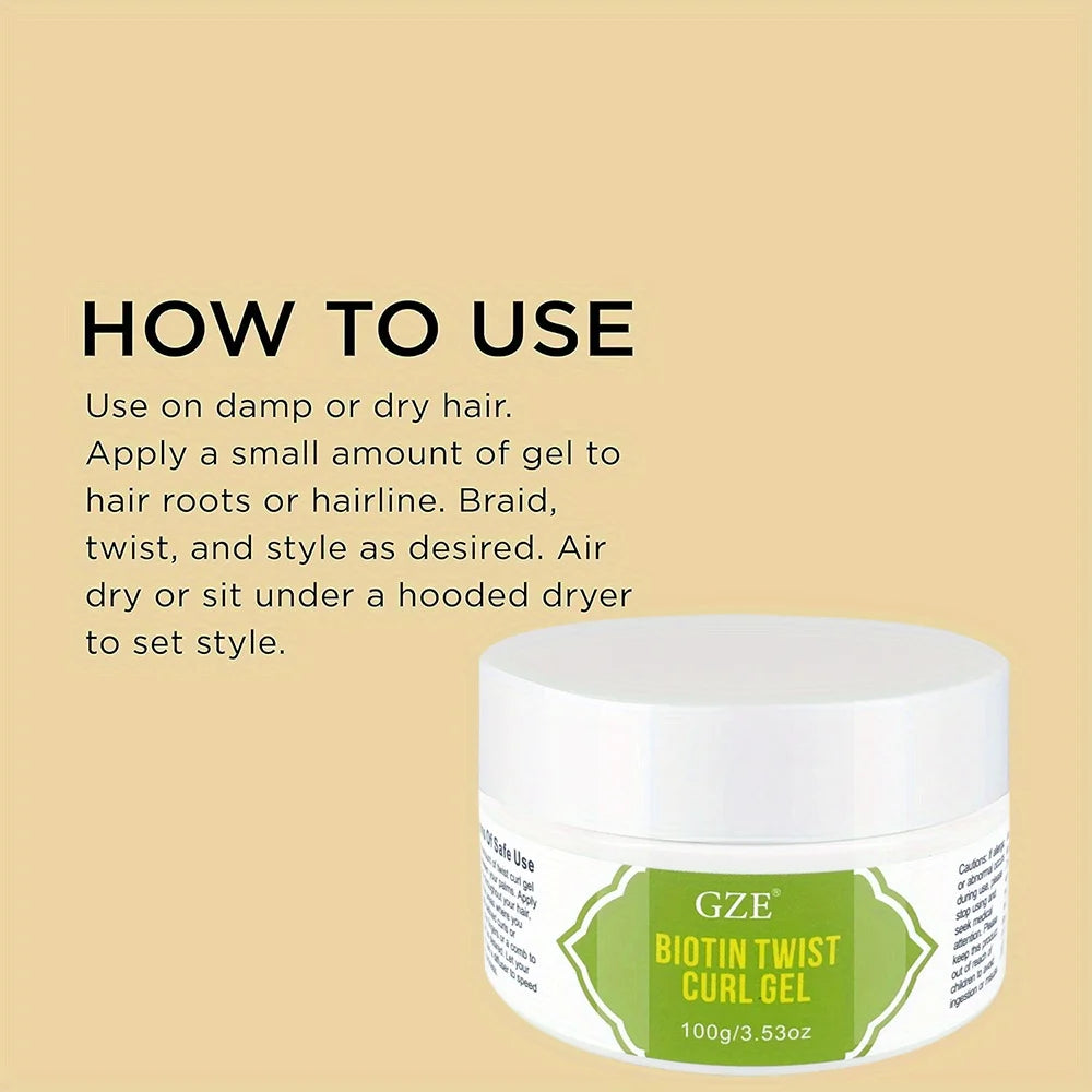 GZE Biotin Twist Curl Gel Hair Growth - Hydrating Styling Gel with Biotin for Stronger, Healthier Hair - Defines Curls Qme