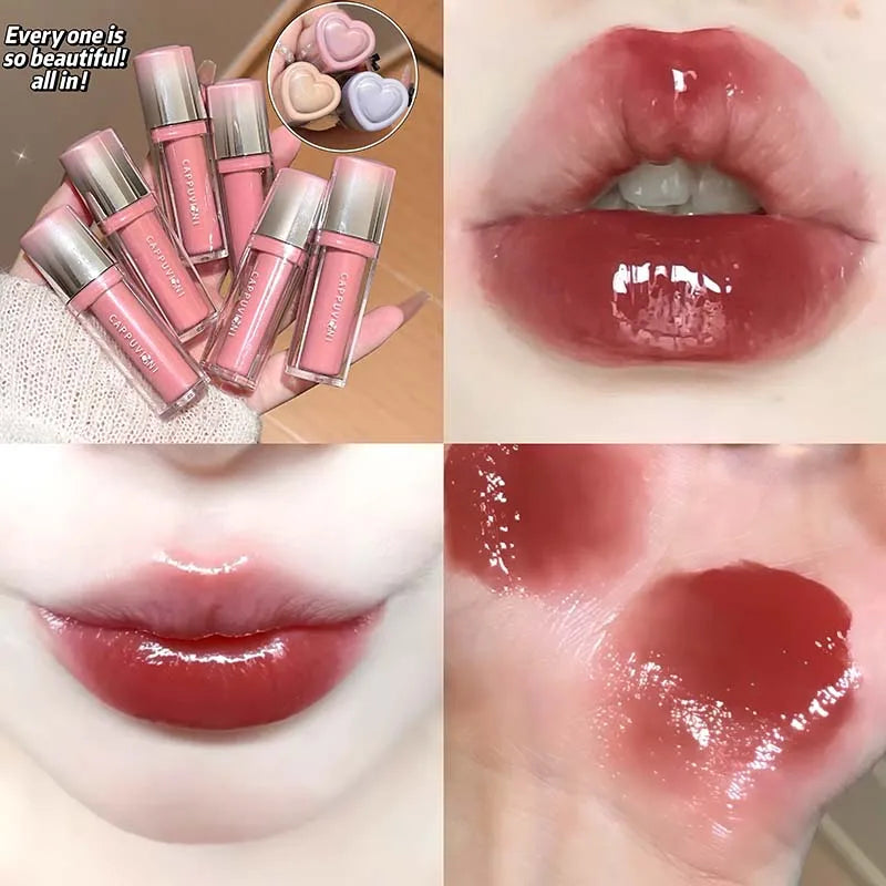 Strawberry Lip Gloss Glass Mirror Shine Lip Tint Hydrating Long Lasting Lip Makeup Non-Sticky Water Glossy Liquid Lipsticks Qme 09