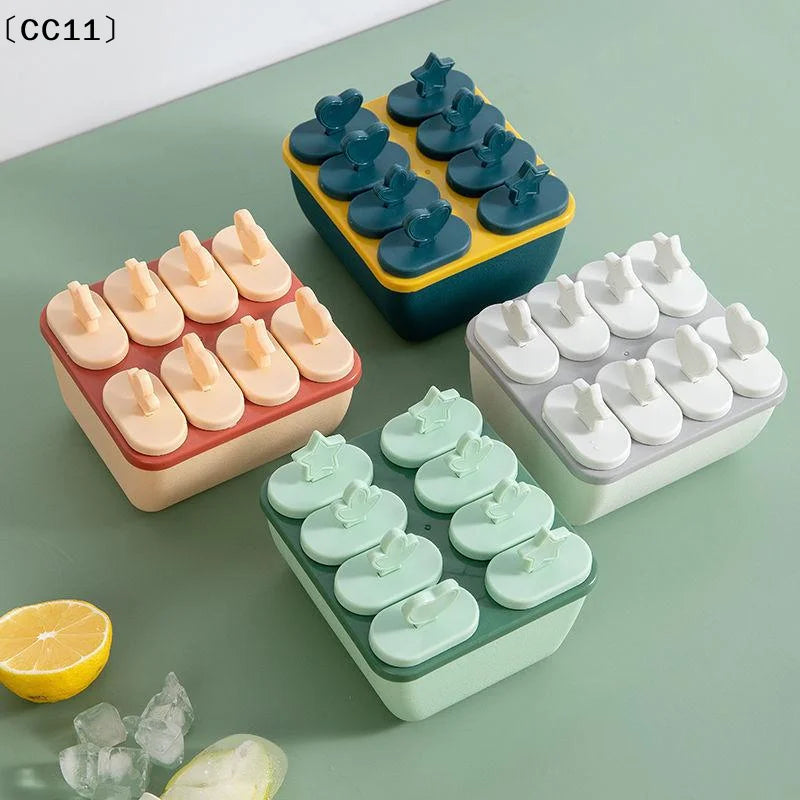 8 Hole Plastic Ice Cream Mold Reusable Stick Chocolate Dessert Easy Qme