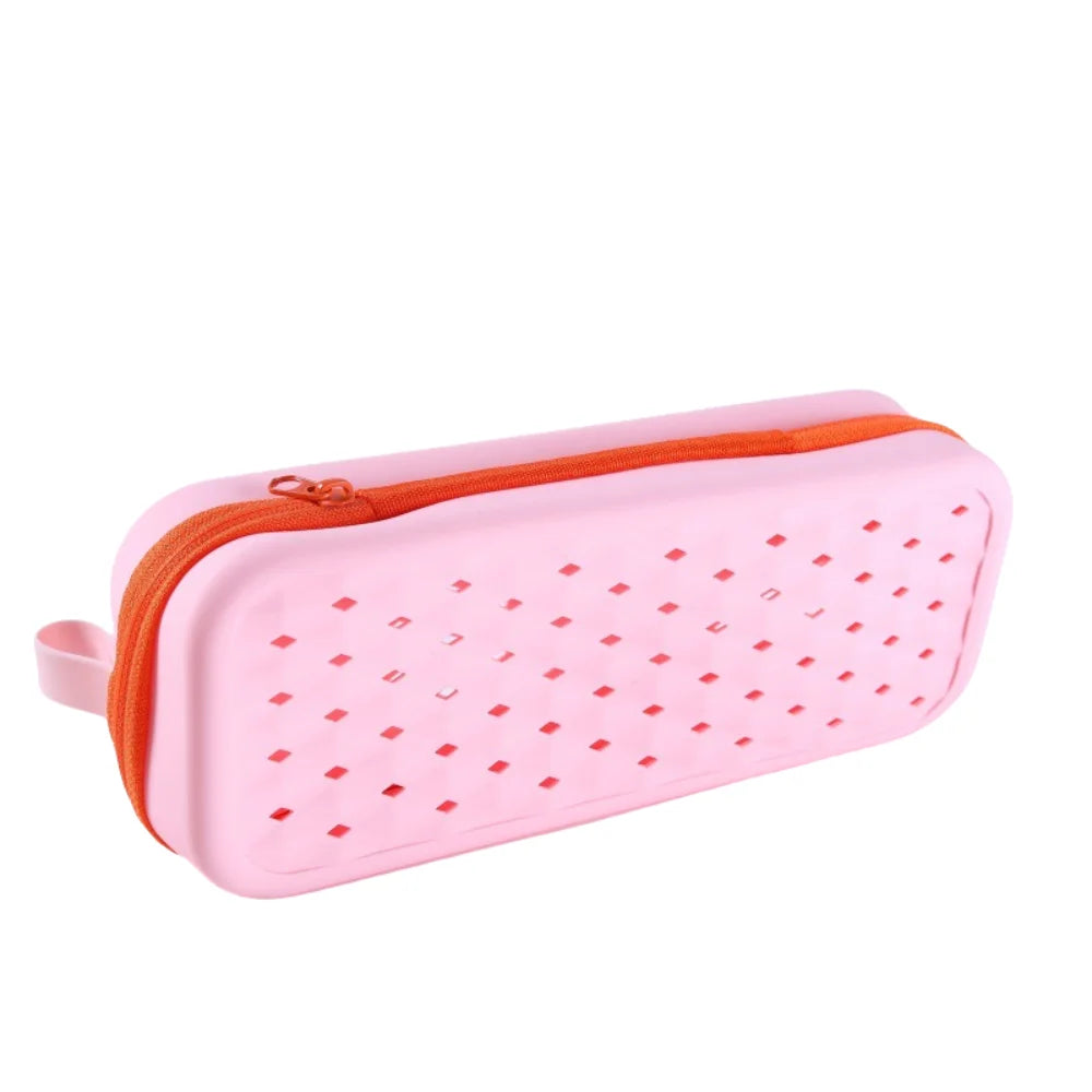 Portable Silicone Swim Goggle Case Waterproof Breathable Swimming Goggles Protection Box with Drain Hole with Carabiners Qme Light Pink