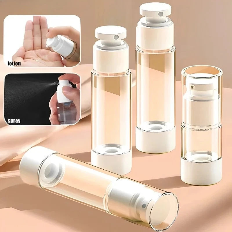 15-100ml Airless Pump Bottles Clear Refillable Vacuum Bottle Set Travel Portable Lotion and Spray Dispenser Cosmetic Containers Qme