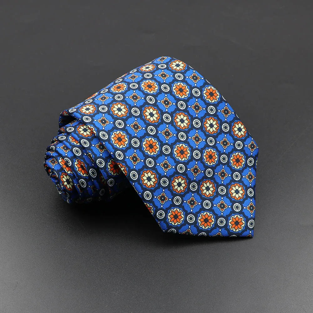Men's Fashion Silk Tie Soft Novelty Necktie Blue Green Orange Ties