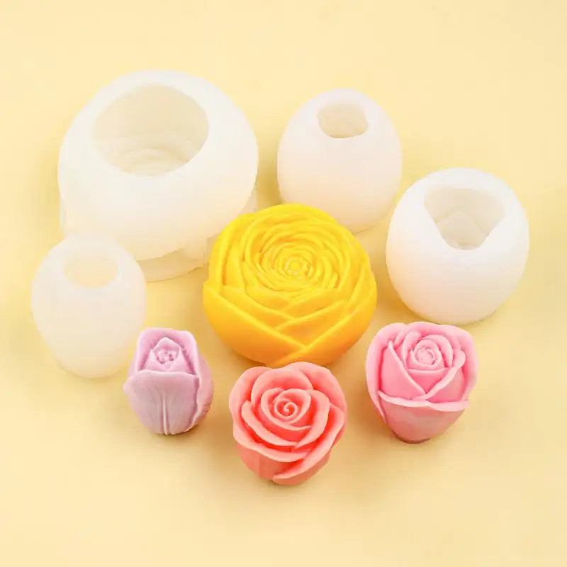 1Pcs Handmade Scented Candle Plaster Resin Molds DIY Flowers Tulip Rose Silicone Mold Cookies Chocolate Candy Baking Tool Qme