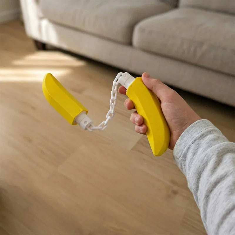 Banana Nunchucks Stress Relief Toy Soft Wrist Game Fun Safe Portable Qme
