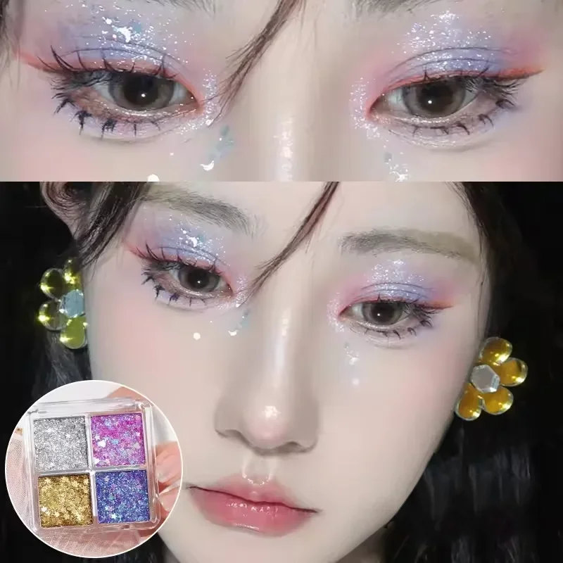 Mini 4 Eyeshadow Palette Pearl Glitter Elf Realm Pink Shimmer Sequin Qme