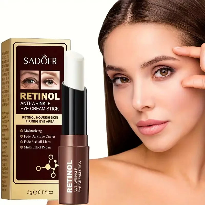 SADOER Retinol Eye Cream Stick Anti Dark Circles Under the Eyes Moisturizing Firming Eyes Cream Eye Skin Care Products Qme 1pc