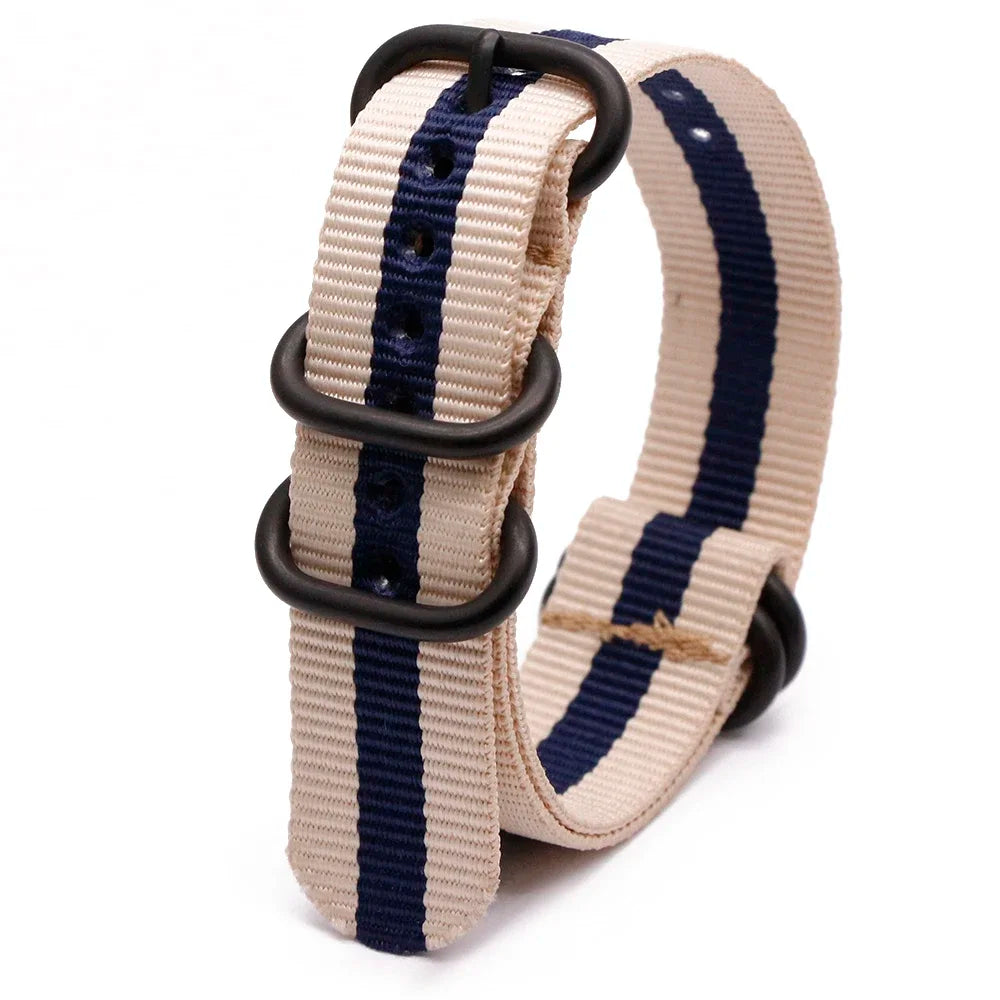 Army Nylon Watch Strap Sport Replacement Wristband Black Ring Buckle