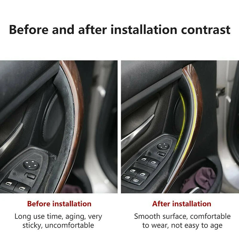 Pair Car Inner Door Panel Grab Handle Cover Accessories Black Fit For BMW 3 4 Series F30 F35 2012 2013 2014 2015 2016 2017 2018 Qme