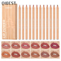 QIBEST 12Pcs/Set Matte Lip Liner Pencil Lip Outline Contouring Lasting Lipstick High Pigment Not Easy Fade Velvet Fine Lipliner Qme Lipliner Kits