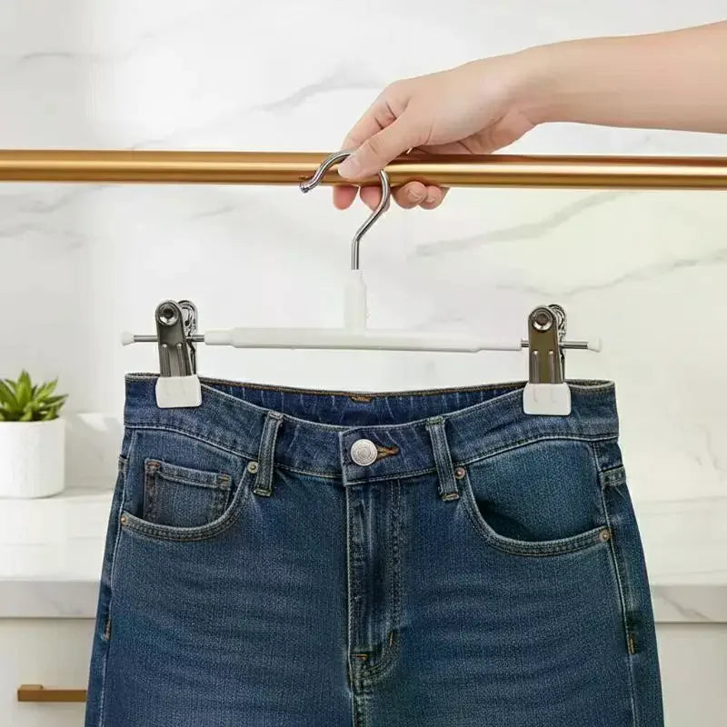 12Pcs Adjustable Metal Hangers With Clips Non-Slip Space-Saving For Pants/Skirts & All Garments Keep Clothes Tidy & Organized Qme