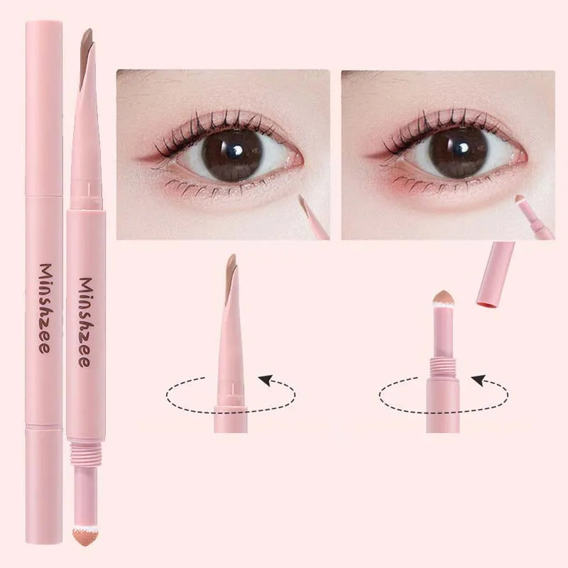 Lying Silkworm Eyeliner Pen Under Eye Highlight & Shadow 2 in 1, Waterproof Smudge-Proof Eye Makeup, with Blending Sponge Tip Qme