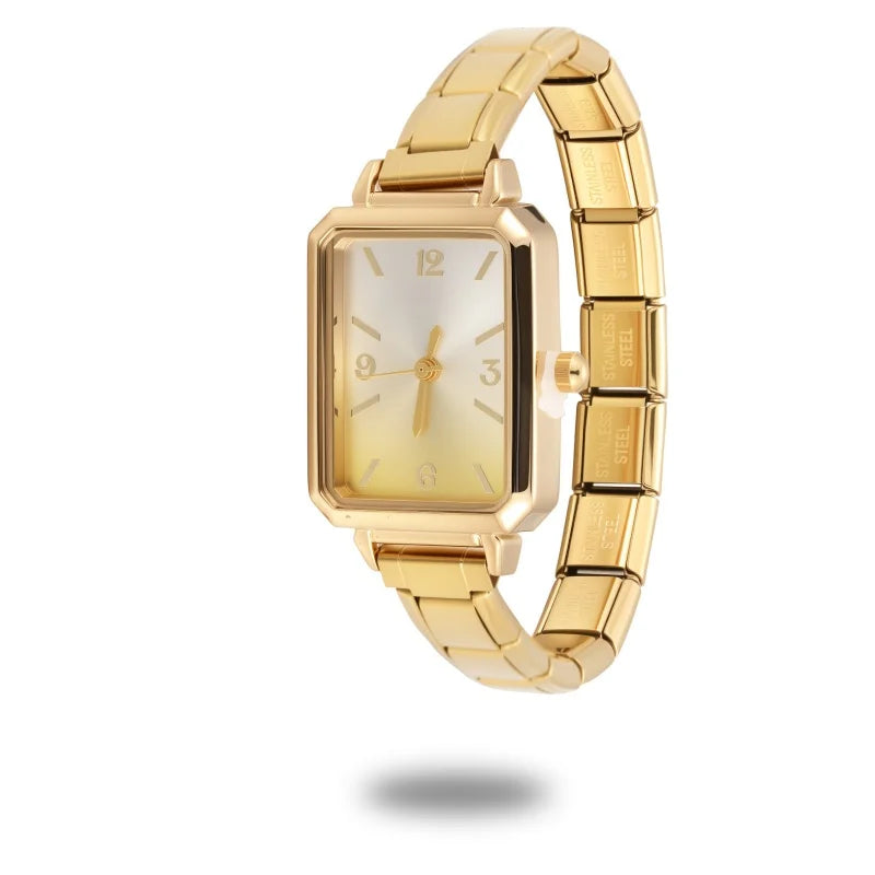 New High Quality Simple Square Watch Bracelet Fit 9mm DIY Italian Charm Stainless Steel Gradient Color Watch Bangle Jewelry Gift Qme Style 16