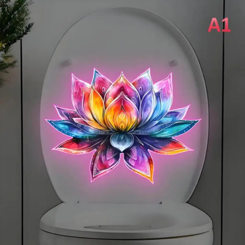 Luminous Toilet Sticker Night Light Lotus Wall Decal Seat Cover Qme A1