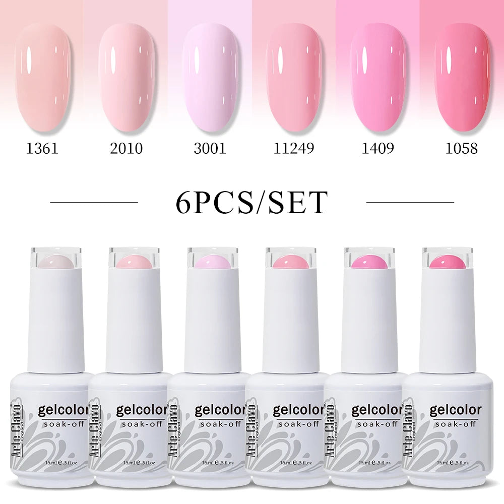 Arte Clavo Glitter Semi Permanent Nail Art LED UV Gel Polish Sparkly Qme AC-ZBZH55-6B