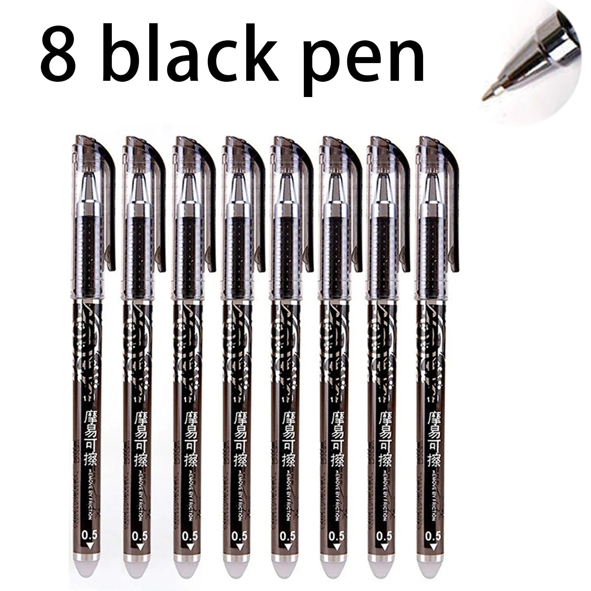 Erasable Gel Pens Refills Set 0.5 Mm Fine Point Blue/black Kawaii Ballpoint Pen for Writing Stationery Office School Supplies Qme 8 black Bullet