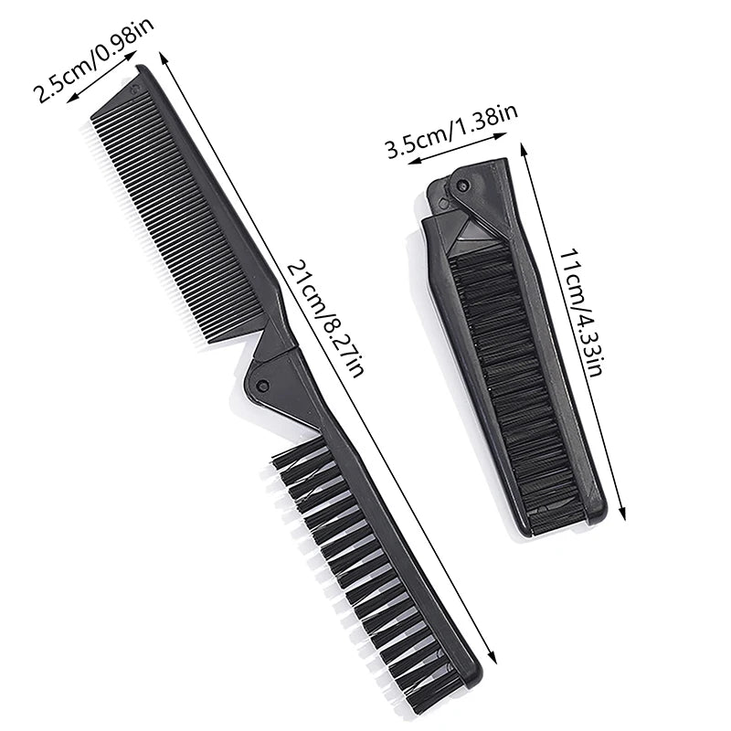 Portable Soft Boar Bristle Hair Comb Travel Beard Brush Foldable Qme