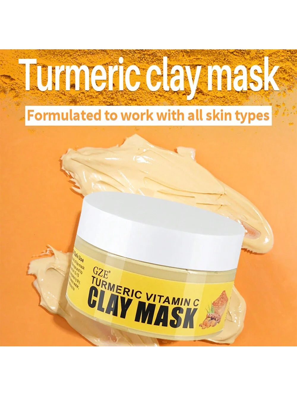 GZE Turmeric Vitamin C Clay Mask Moisturizing Smooth Skin Deep Cleaning Mud Pore For Dry Sensitive Skin Brighten Qme